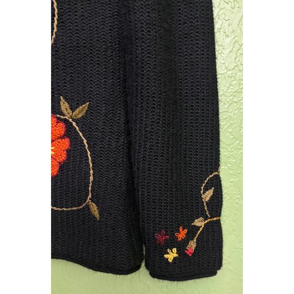 QUIPU Fall Floral Embroidered Baby Alpaca Wool Button Up Sweater Women's XXL - Picture 6 of 9